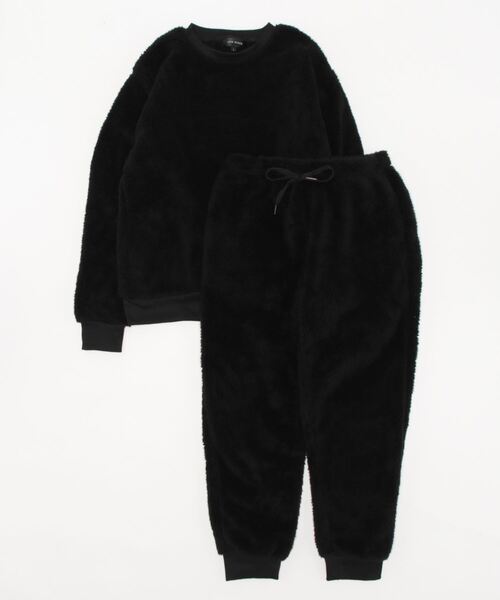 ルームウェア パジャマ 【LOCK HEAVEN/ロックヘブン】ソフトな肌触り もこもこ フリースボア 両面シャギー上下セット 収納袋付き