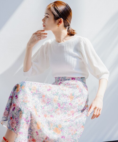 ニット セーター 「洗える」CHAIギャザースリーブ ニット レディース 組曲 ニット セーター 「洗える」CHAIギャザースリーブ