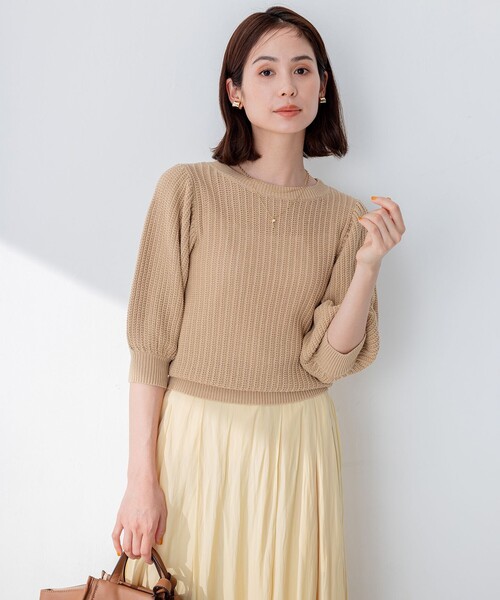 ニット セーター 「洗える」CHAIギャザースリーブ ニット レディース 組曲 ニット セーター 「洗える」CHAIギャザースリーブ