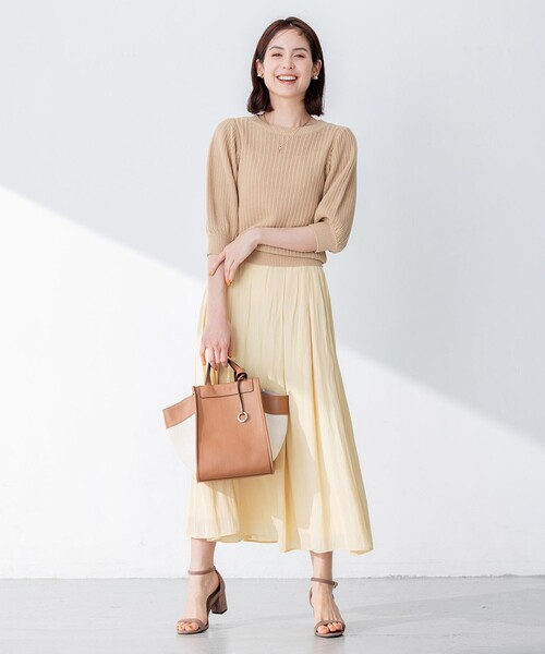 ニット セーター 「洗える」CHAIギャザースリーブ ニット レディース 組曲 ニット セーター 「洗える」CHAIギャザースリーブ