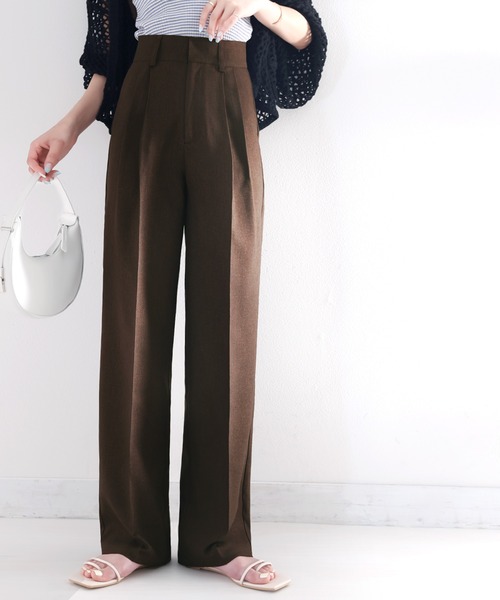 ロエフ LOEFF ウールセンタープレスパンツ　チョコブラウン classicalelf（クラシカルエルフ） スラックス パンツ ダブルタック