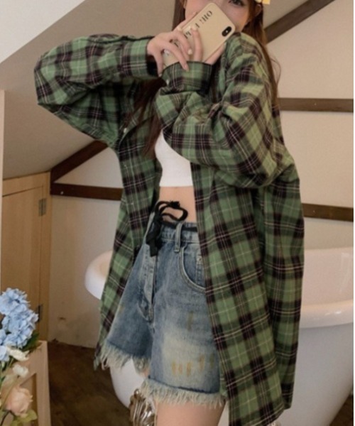 ブラウス シャツ B2661 BIG CHECKシャツ レディース BIG checkシャツ[品番：MKSW0054825]｜GYDA（ジェイダ）の