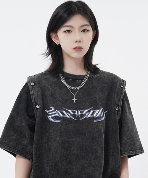 tシャツ A'GEM/9 × .kom「ARULE/アルール」袖脱着半袖カットソー レディース メンズ