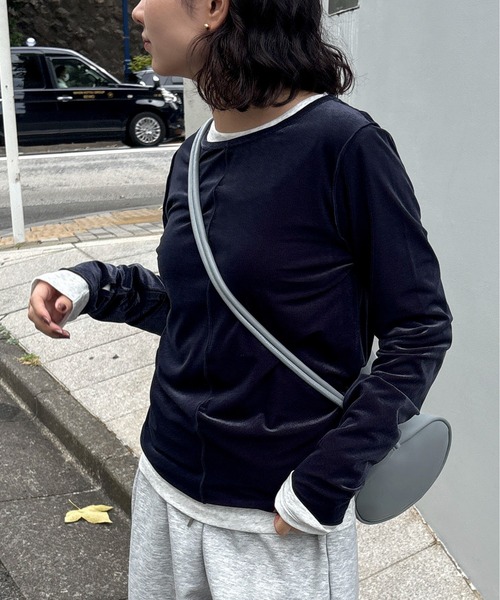 完売品　ベロア　ロンT ブルー feepur（フェピュール） tシャツ シアーベロアロンTee レディース