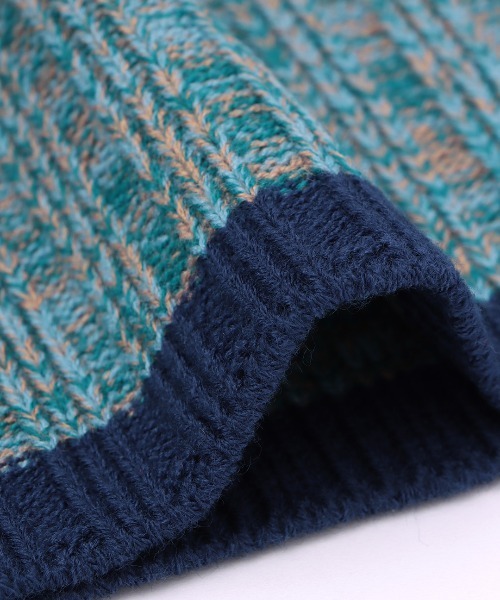 美品 TICCA 日本製 ウール ニット オーバーサイズ ジャケット ネイビー チチカカ ニット セーター ウォッシャブルカラーミックスニット