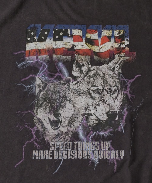 ヴィンテージ グラフィック Tシャツ ロングTシャツ ダメージ ウォッシュ tシャツ ウォッシュ加工ヴィンテージグラフィックロンT/ビッグ
