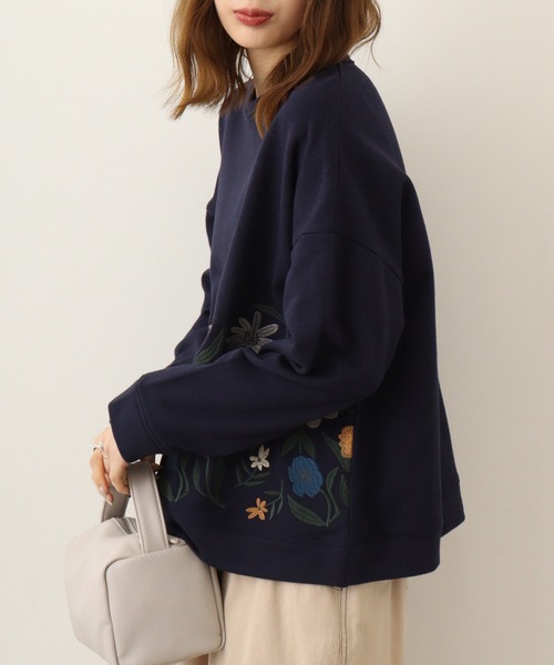 Emago トレーナー スウェット EMAGO 花刺繍プルオーバー