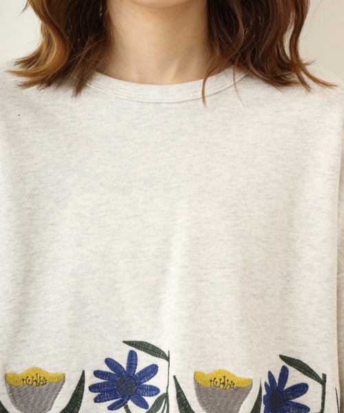 トレーナー スウェット EMAGO 花刺繍プルオーバー レディース Emago トレーナー スウェット EMAGO 花パッチワーク刺繍プル