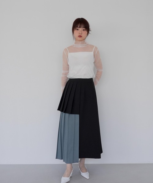 Uenui ロング スカート レイヤード プリーツ ロングスカート バイ