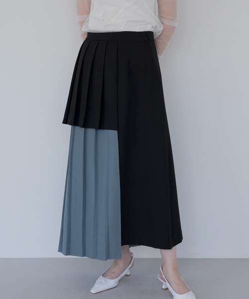 Uenui ロング スカート レイヤード プリーツ ロングスカート バイ