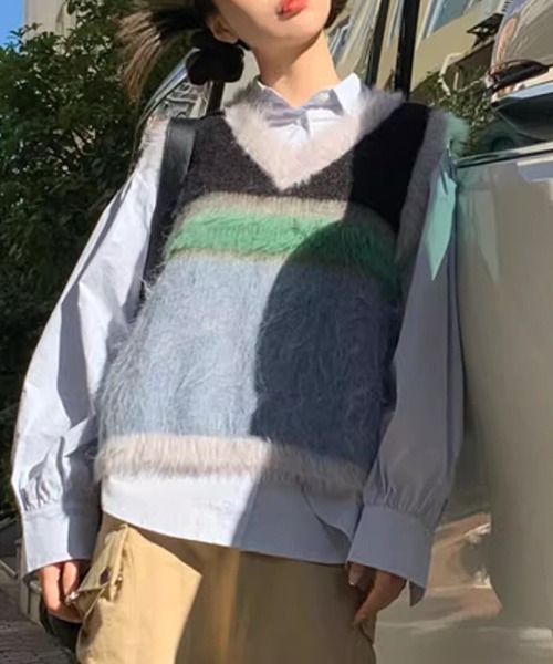 ベスト ジレ マルチボーダー ベスト レディース ベスト ジレ マルチボーダーニットベスト レディース : ZOZOTOWN
