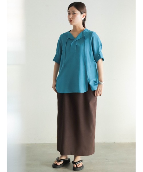 FIL DE FER（フィルデフェール） ブラウス シャツ 強撚ボイル タイ付き