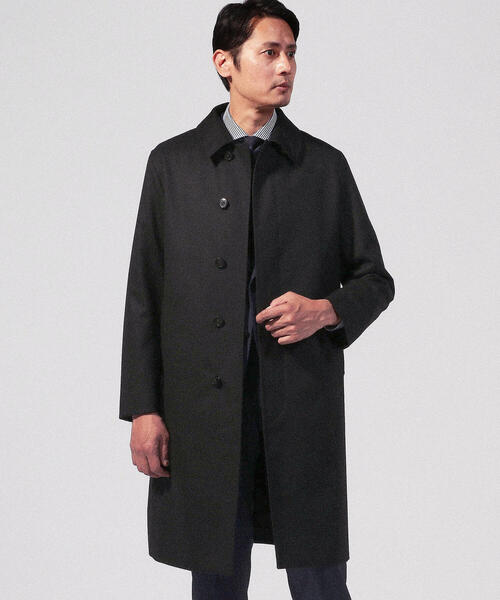 TOMORROWLAND ブラック ステンカラーコート 46 TOMORROW LAND トゥモローランド ステンカラーコート 黒 46 M