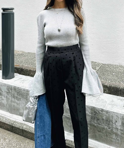 esutoreja ドットデザインパンツ esutoreja スラックス パンツ ドットパンツ レディース