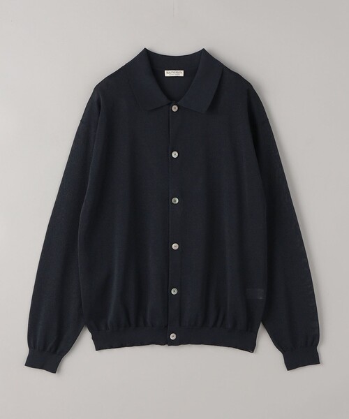 BEAUTY&YOUTH ペーパーミックス シアー ポロ カーディガン ネイビー UNITED ARROWS LTD. OUTLET｜ペーパーミックス シアー ポロ