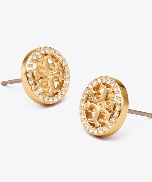 TORY BURCH ゴールド ミラースタッドピアス TORY BURCH ピアス ミラーパヴェ スタッズピアス レディース