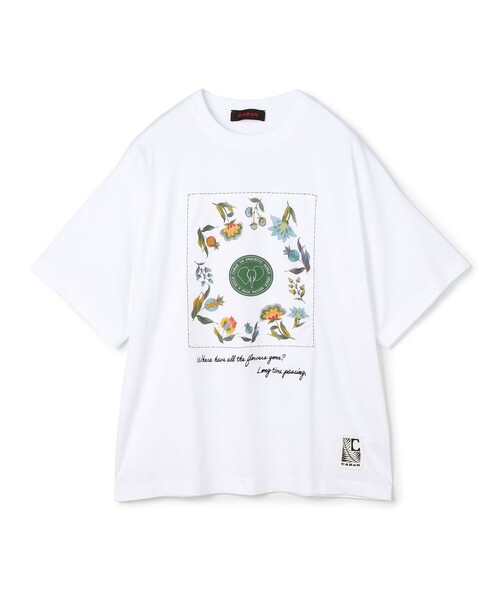 CABaN スビンコットン フラワーサークルプリントＴシャツ CABaN tシャツ スビンコットン グラデーションプリントTシャツ