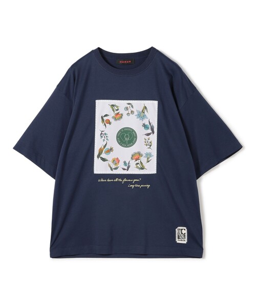 k*-様 CABAN ブラック ニットT CABaN tシャツ スビンコットン フラワーサークルプリントT