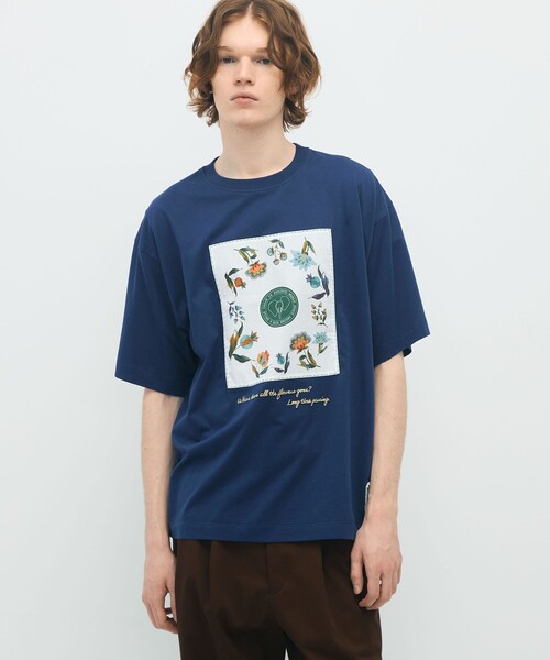 CABaN スビンコットン フラワーサークルプリントＴシャツ CABaN スビンコットン フラワーサークルプリントTシャツ