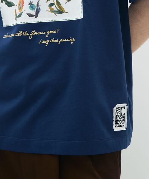 CABaN スビンコットン フラワーサークルプリントＴシャツ CABaN tシャツ スビンコットン フラワーサークルプリントT