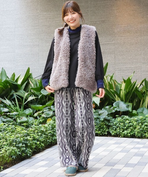 チチカカ パンツ キカ柄ニットパンツ レディース : ZOZOTOWN