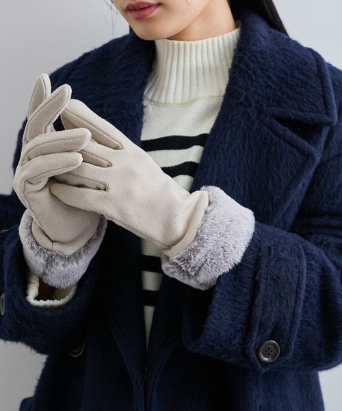 VIS（ビス） 手袋 フェイクスェードファーグローブ レディース