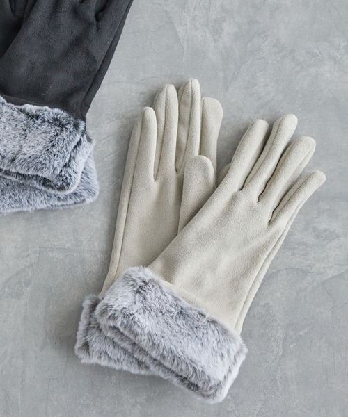 VIS（ビス） 手袋 フェイクスェードファーグローブ レディース