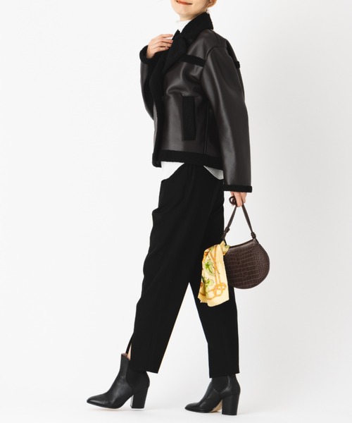 コート アウター Wブレスト ライダース風 フェイクムートンジャケット