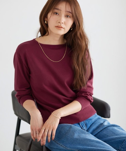 pinue / ニット・セーター(厚手)/S/アクリル/BRW/24A1-PSU015 Pierrot（ピエロ） ニット セーター 洗えるふんわりボートネック