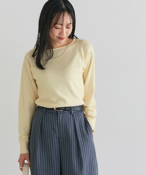 Pierrot（ピエロ） ニット セーター 洗えるふんわりボートネック