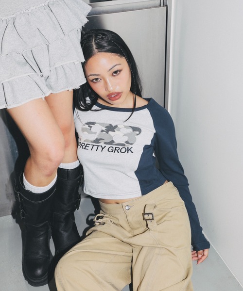 hth Tシャツ HTH tシャツ camo numbering long tee レディース : ZOZOTOWN