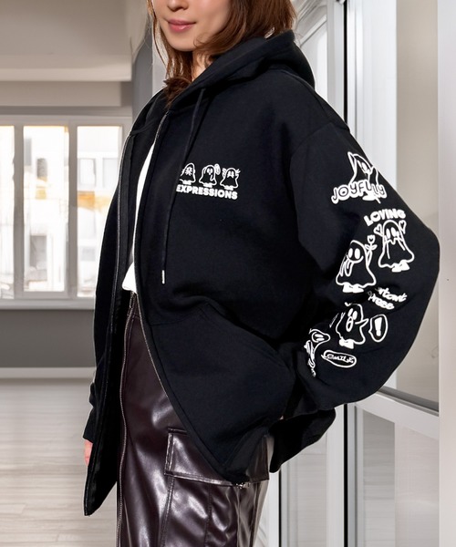 男女兼用GGロゴパターン フード付きパーカー セール】韓国風ビッグシルエットフード付き カレッジロゴ フーディー