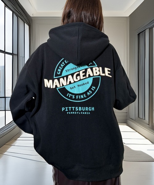 Candlestick パーカー レトロ グラフィック サガラ刺繍 フード 袖ロゴ