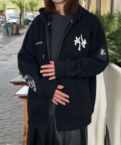 メンズ パーカー ロゴ 肩落ち ワンポイント フーディー H00159 パーカー 「FVLMEN」onepoint logo zip parka/ワンポイント ロゴ