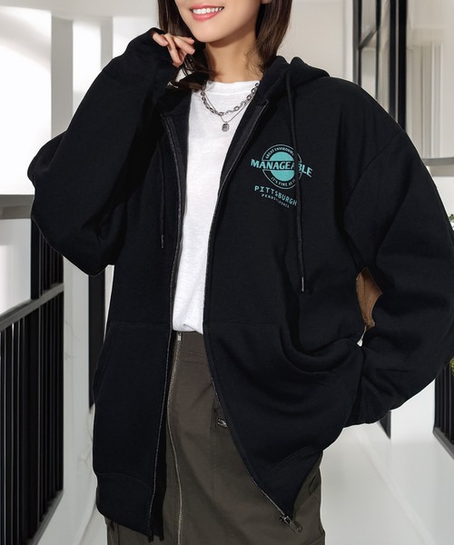 Candlestick パーカー レトロ グラフィック サガラ刺繍 フード 袖ロゴ