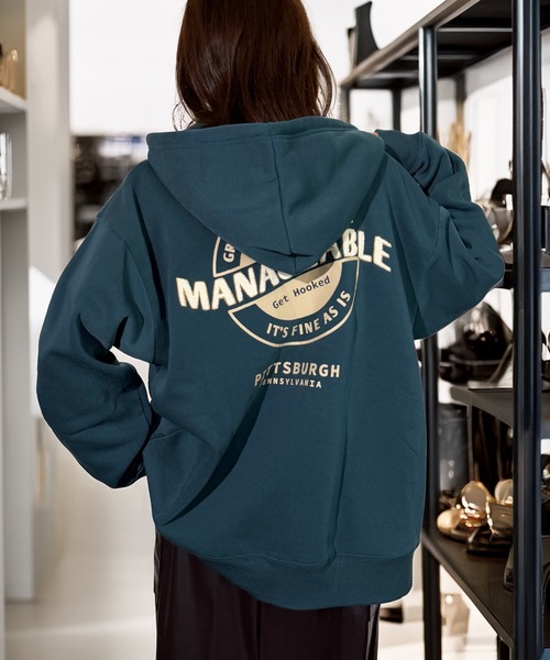 Candlestick パーカー レトロ グラフィック サガラ刺繍 フード 袖ロゴ