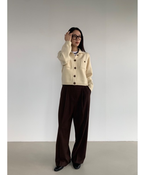 カーディガン 「DIDOT.」カシミヤブレンドメッシュニットカラーカーディガン レディース Didot.showroom カーディガン 「DIDOT.」カシミヤブレンド