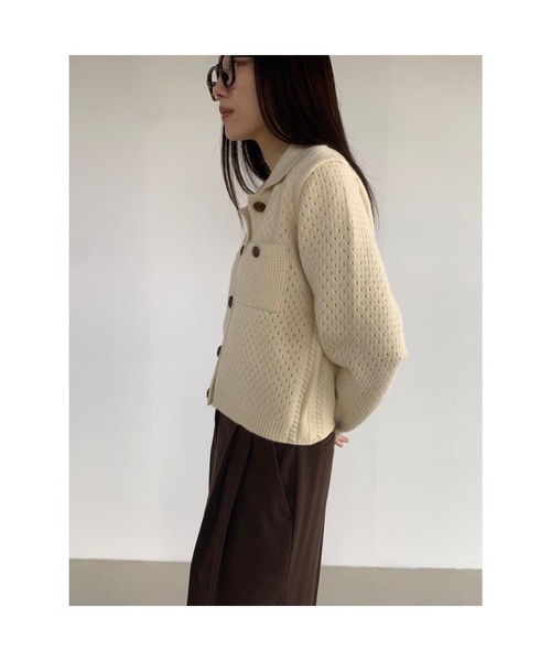 カーディガン 「DIDOT.」カシミヤブレンドメッシュニットカラーカーディガン レディース Didot.showroom カーディガン 「DIDOT.」カシミヤブレンド