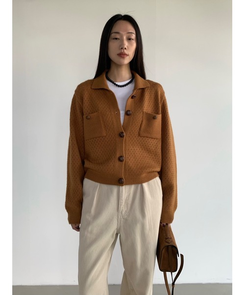 カーディガン 「DIDOT.」カシミヤブレンドメッシュニットカラーカーディガン レディース Didot.showroom カーディガン 「DIDOT.」カシミヤブレンド