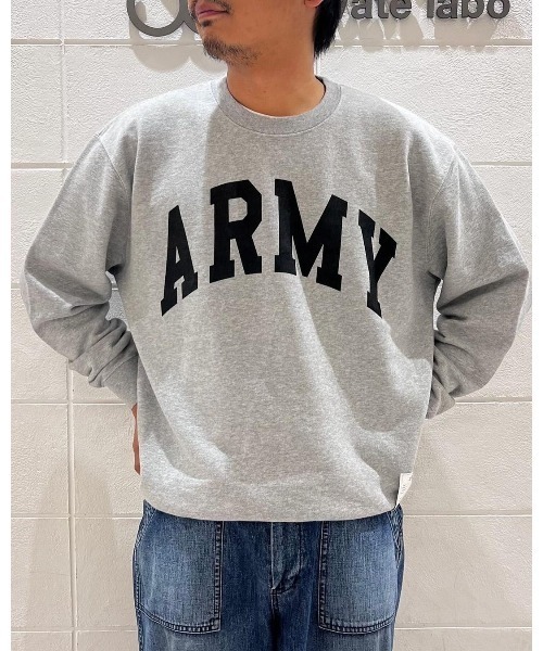 TOP KHAKI ARMYプリント グレー スウェット TOP KHAKI トレーナー スウェット 「TOP KHAKI」ARMY スウェット
