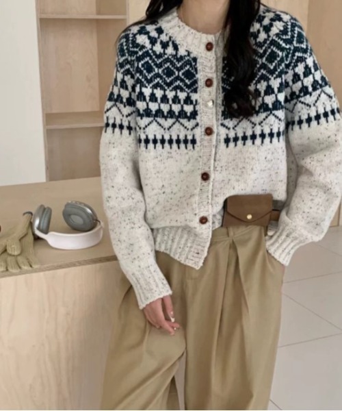 sorule カーディガン ノルディックニットカーディガン レディース