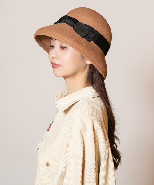 CA4LA  CF POPPINS フェルトハット【未使用タグ付き】 CA4LA カシラ ピンク ウール フェルトハット POPPINS