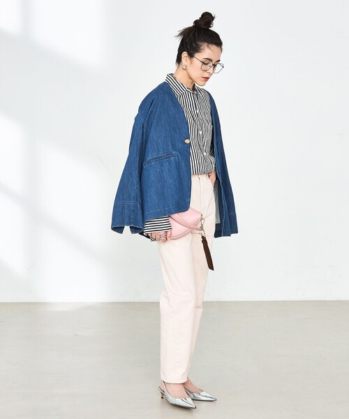 Rie Miller ブラウス シャツ 「RM denim」刺繍入りジャケット風