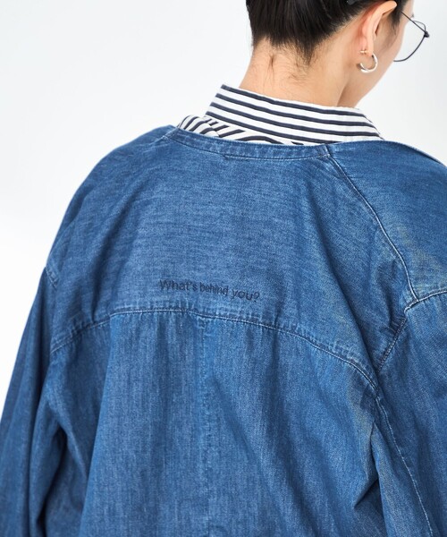 NOLLEY’S / Rie Miller 袖ボリュームショート丈デニムシャツ Rie Miller ブラウス シャツ 「RM denim」刺繍入りジャケット風