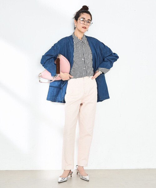 Rie Miller ブラウス シャツ 「RM denim」刺繍入りジャケット風