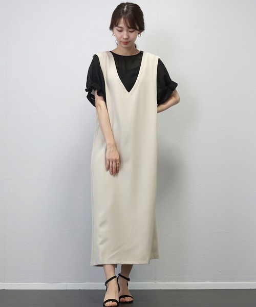 Aletta vita ワンピース ジョーゼット深Vネックワンピース : ZOZOTOWN