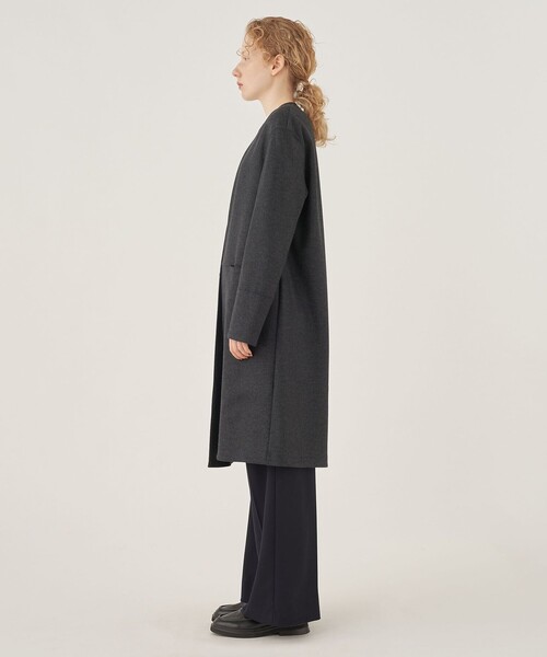 DES PRES ノーカラーロングコート DES PRES（デプレ） ノーカラーコート FREE グレー レディース