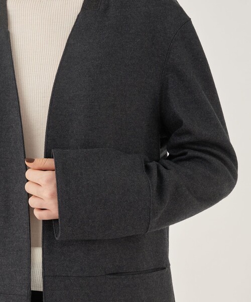 DES PRES（デプレ） ノーカラーコート FREE グレー レディース