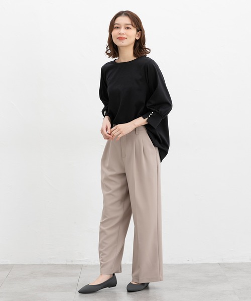 Honeys（ハニーズ） tシャツ 7分袖パール使いトップス レディース