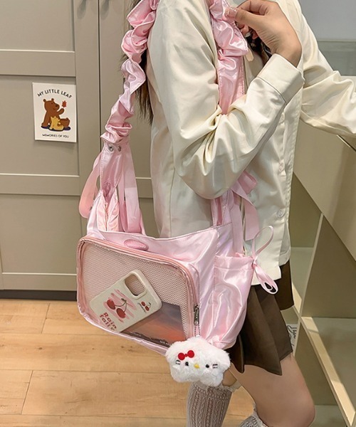 ショルダーバッグ バッグ ギャザーサテンリボン痛バッグ